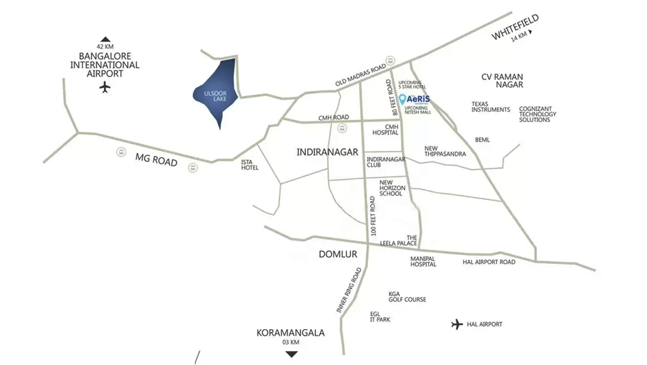 Location of Rhymer The Aeries Residences in Old Madras Road, Bangalore - Image 408626