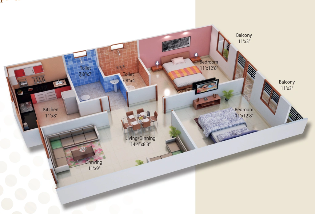 2 BHK Flat in Bhoomi Golden Heights in Bawadiya Kalan, Bhopal - Image 920536