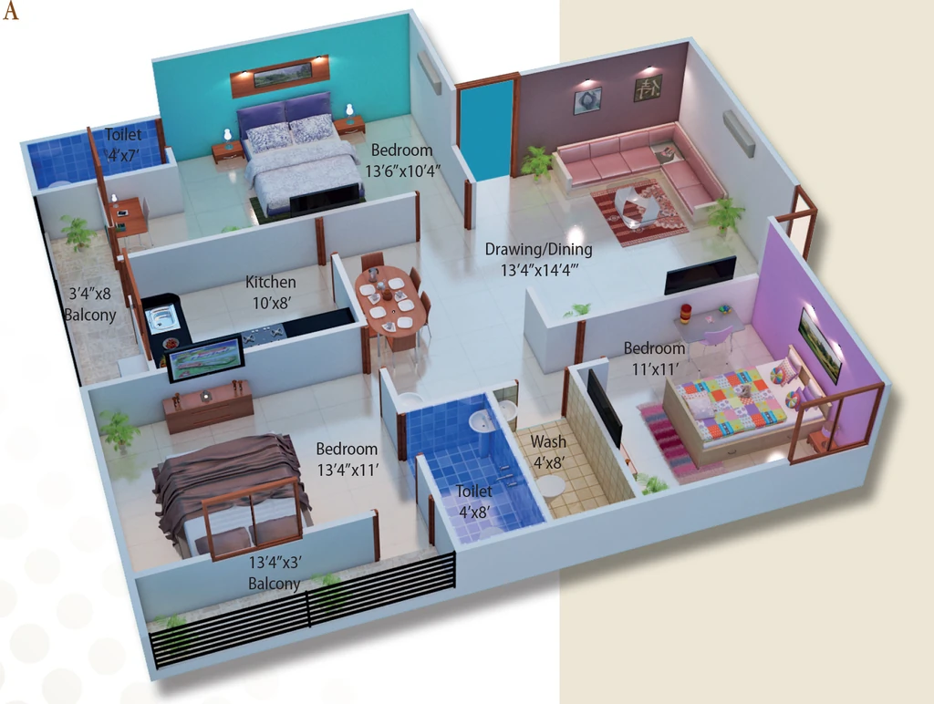 3 BHK Flat in Bhoomi Golden Heights in Bawadiya Kalan, Bhopal - Image 920538