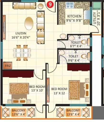 2 BHK Flat in Srimitra Lotus in Bellandur, Bangalore - Image 920573