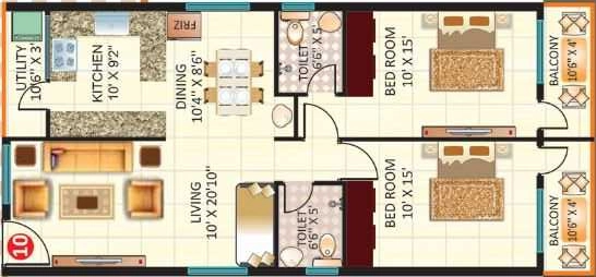 2 BHK Flat in Srimitra Lotus in Bellandur, Bangalore - Image 920574