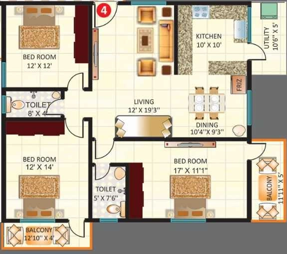 3 BHK Flat in Srimitra Lotus in Bellandur, Bangalore - Image 920575