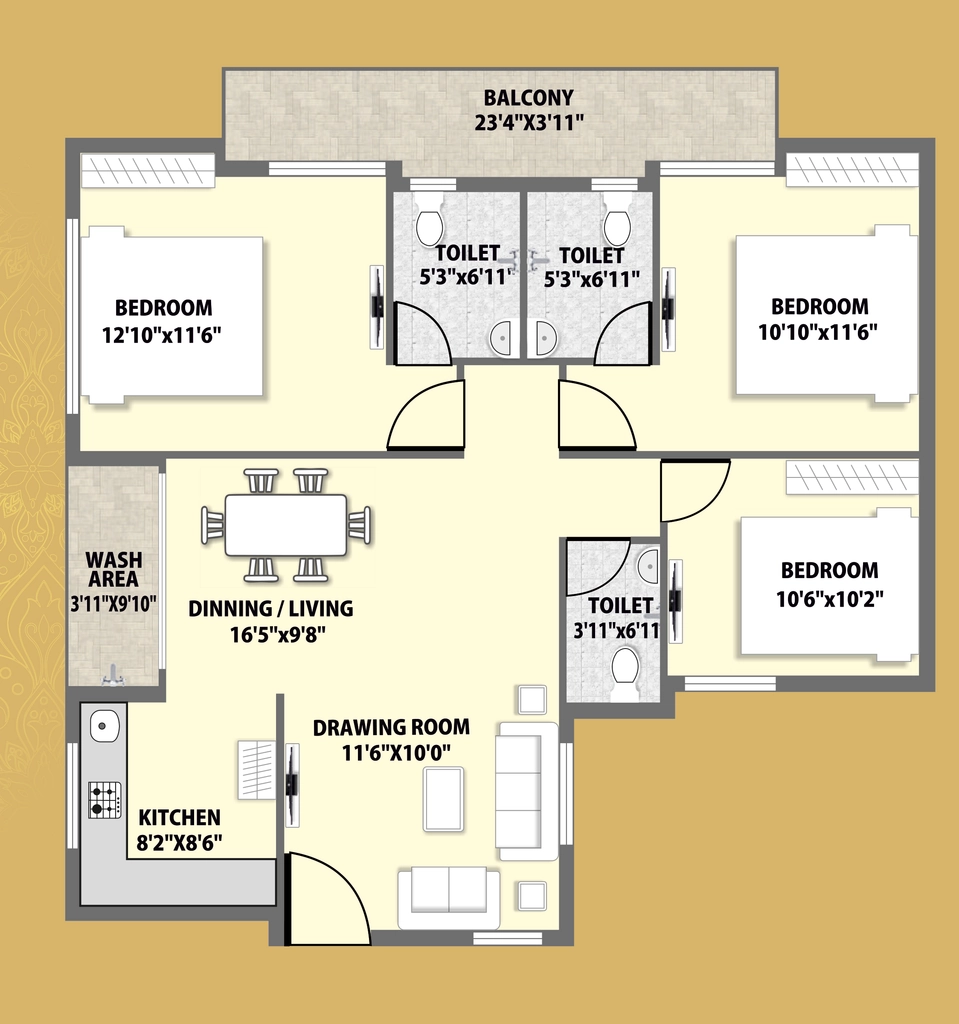 3 BHK Flat in Samara Gold in Bawadiya Kalan, Bhopal - Image 920842