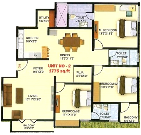 3 BHK Flat in Nandi Crystal in BTM Layout, Bangalore - Image 920719