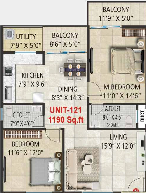 2 BHK Flat in Sai Platinum Greenfields in JP Nagar, Bangalore - Image 920741
