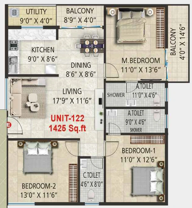3 BHK Flat in Sai Platinum Greenfields in JP Nagar, Bangalore - Image 920743
