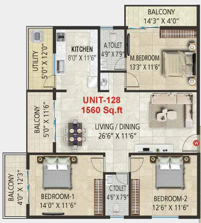 3 BHK Flat in Sai Platinum Greenfields in JP Nagar, Bangalore - Image 920744
