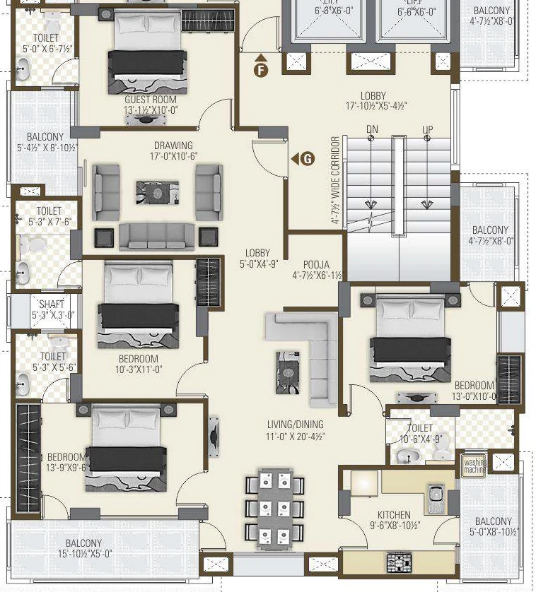4 BHK Flat in Alliance Amrit Apartments in Siddharth Nagar, Jaipur - Image 920759
