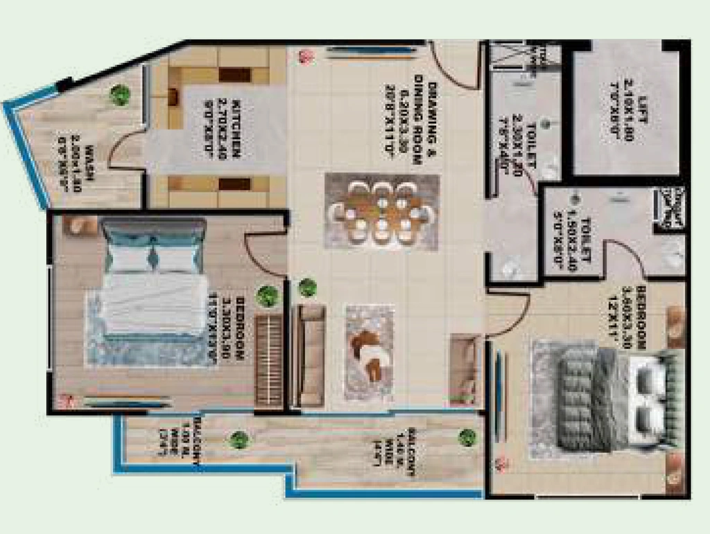 2 BHK Flat in AB Coral Woods Phase 5 in Hoshangabad Road, Bhopal - Image 920804