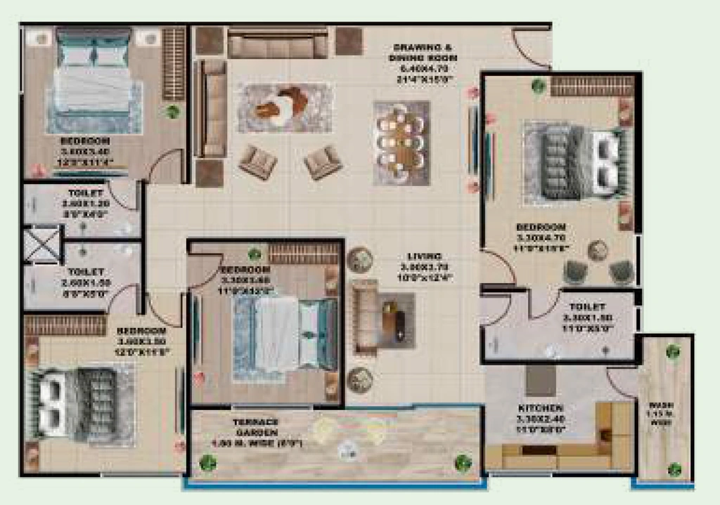 4 BHK Flat in AB Coral Woods Phase 5 in Hoshangabad Road, Bhopal - Image 920807