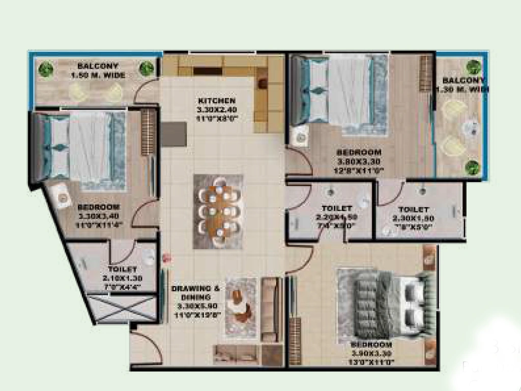 3 BHK Flat in AB Coral Woods Phase 5 in Hoshangabad Road, Bhopal - Image 920805