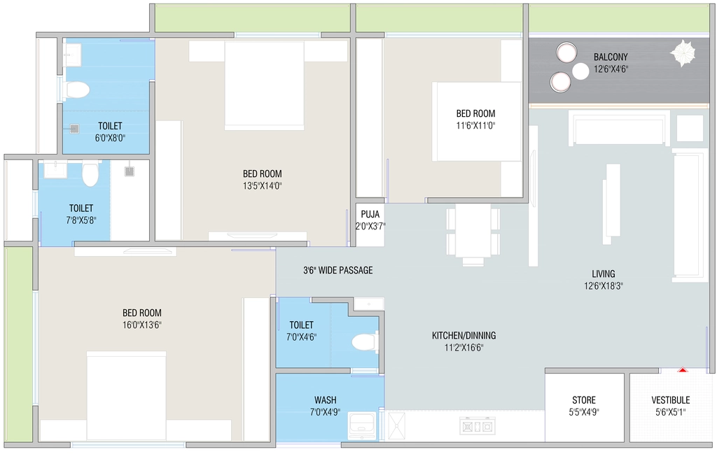 3 BHK Flat in Vincitore Sky in Hanspura, Ahmedabad - Image 920787