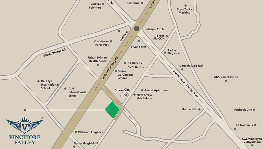 Location of Vincitore Valley in Hathijan, Ahmedabad - Image 409267