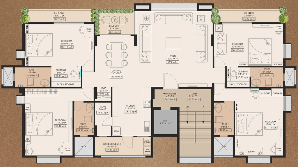 4 BHK Flat in Ashtavinayak Grandeur in Anandvalli, Nashik - Image 920822