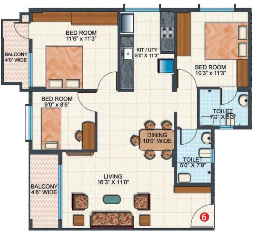3 BHK Flat in Sai Platinum Lifestyle in JP Nagar, Bangalore - Image 920936