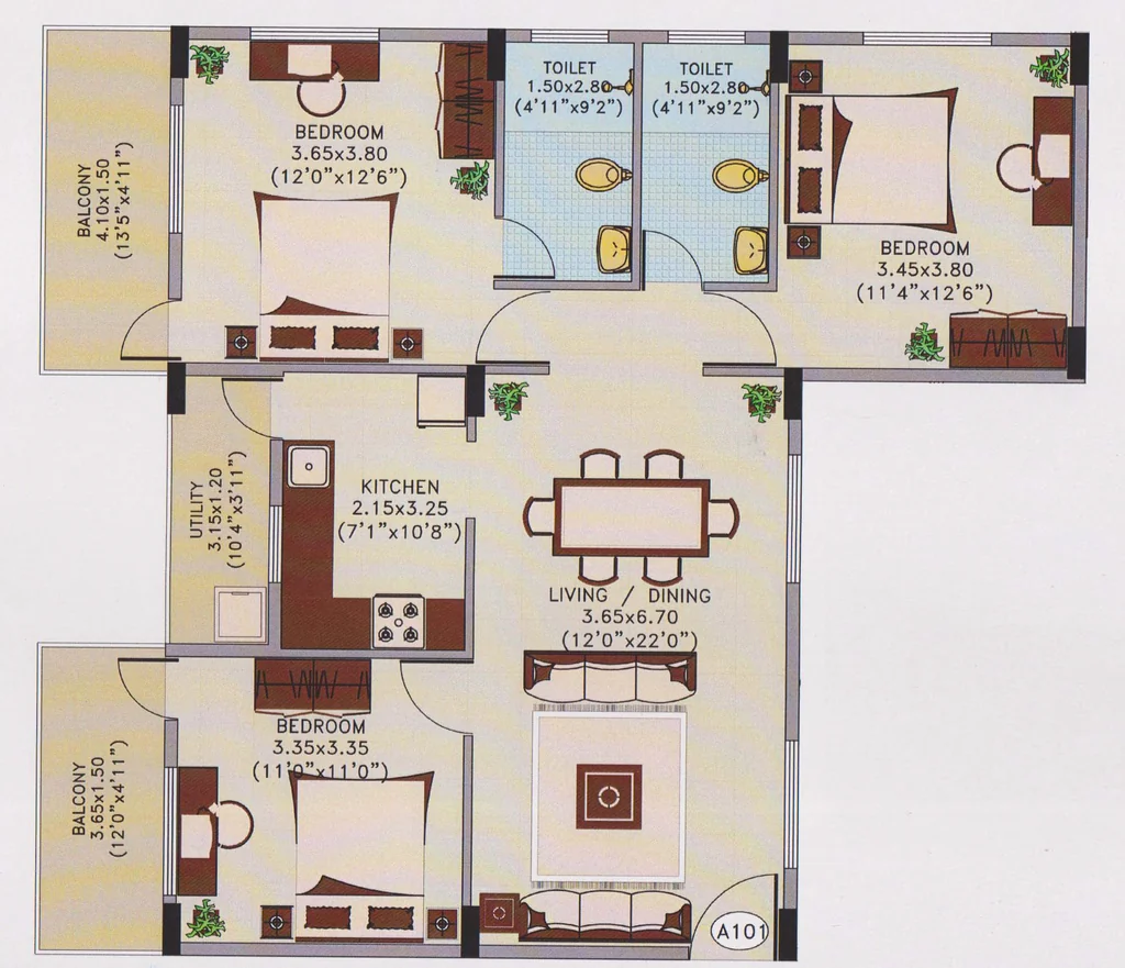 3 BHK Flat in Ahad Silver Pearl in Choodasandra, Bangalore - Image 920954