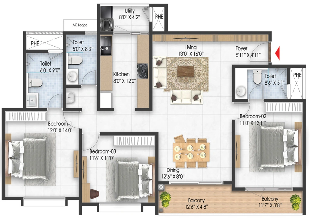 3 BHK Flat in Prestige Pallavaram Gardens in Pallavaram, Chennai - Image 920858