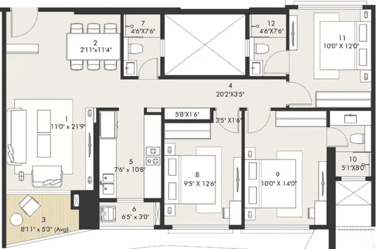 3 BHK Flat in Rustomjee Vista Bay in Sewri West, Mumbai - Image 920864
