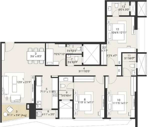 3 BHK Flat in Rustomjee Vista Bay in Sewri West, Mumbai - Image 920865