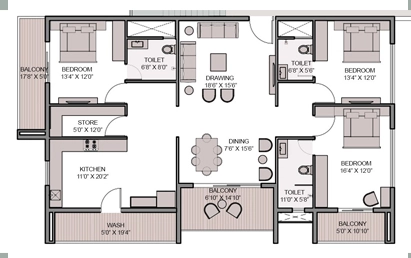 3 BHK Flat in Shaligram Rudraksh Kingston Phase 2 in Bawadiya Kalan, Bhopal - Image 921069