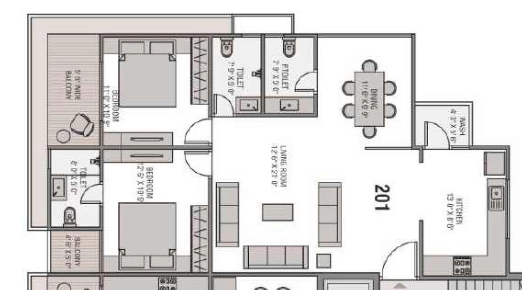 2 BHK Flat in Shaligram Rudraksh Kingston Phase 2 in Bawadiya Kalan, Bhopal - Image 921068