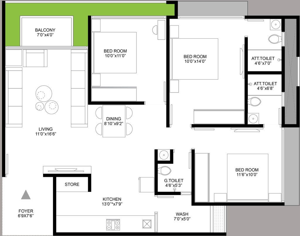 3 BHK Flat in Sangath Province in Zundal, Ahmedabad - Image 920866