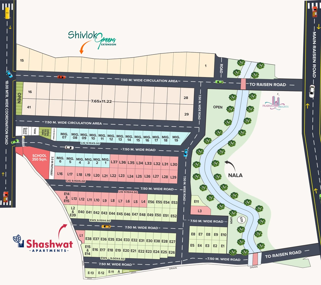 Master Plan of Draupadi Shashwat Apartments Villas in Khajuri kalan, Bhopal - Image 409457