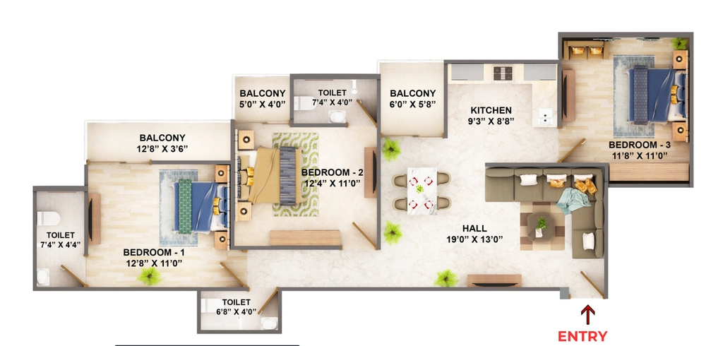 2 BHK Flat in Centurion Palm Paradise in Bagmugaliya, Bhopal - Image 921038