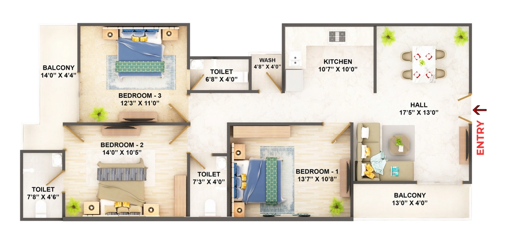 3 BHK Flat in Centurion Palm Paradise in Bagmugaliya, Bhopal - Image 921039