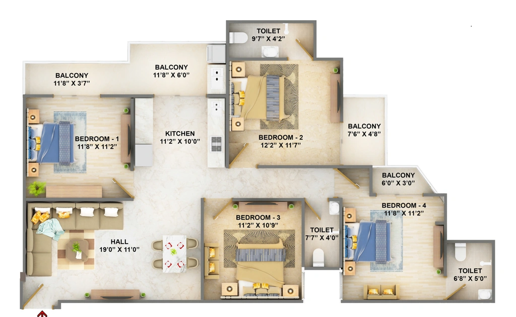 4 BHK Flat in Centurion Palm Paradise in Bagmugaliya, Bhopal - Image 921040