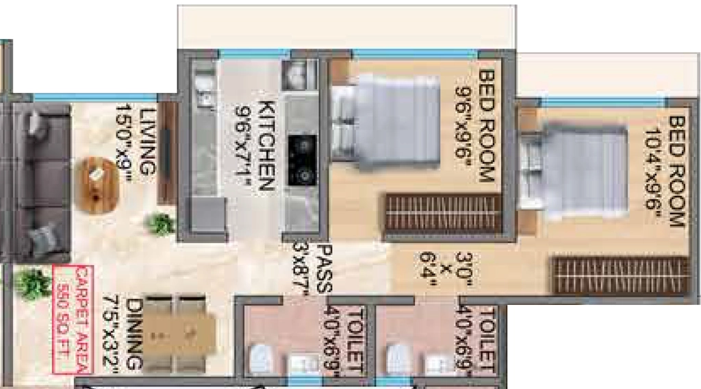 2 BHK Flat in Trishika Skye 175 in Vikhroli East, Mumbai - Image 920905
