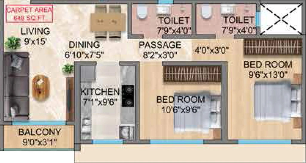 2 BHK Flat in Trishika Skye 175 in Vikhroli East, Mumbai - Image 920906