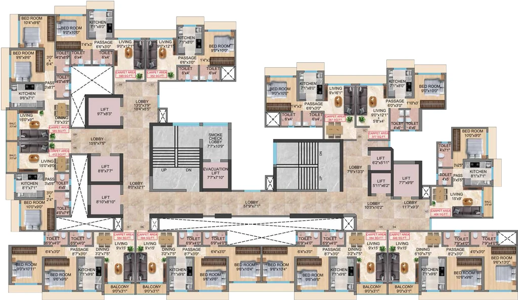 Floor Plan of Trishika Skye 175 in Vikhroli East, Mumbai - Image 409519