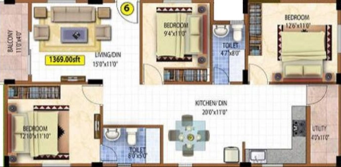 3 BHK Flat in Gunina Linda in Bannerghatta, Bangalore - Image 920998