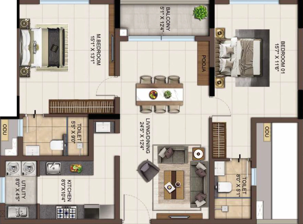 2 BHK Flat in Infinium Altitude in Ganapathy, Coimbatore - Image 920977