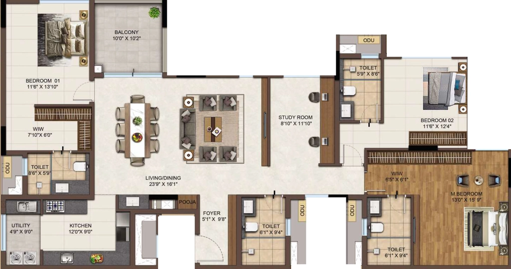 3.5 BHK Flat in Infinium Altitude in Ganapathy, Coimbatore - Image 920987