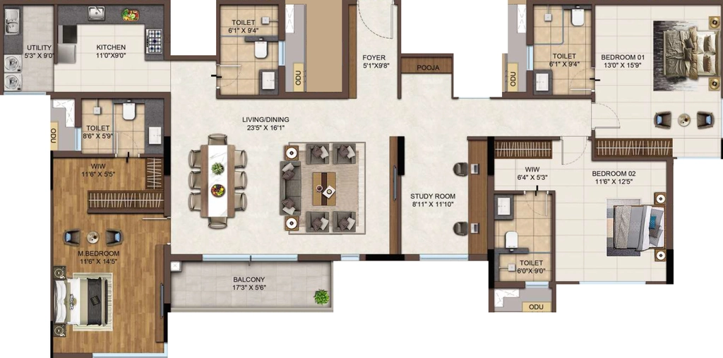 3.5 BHK Flat in Infinium Altitude in Ganapathy, Coimbatore - Image 920989