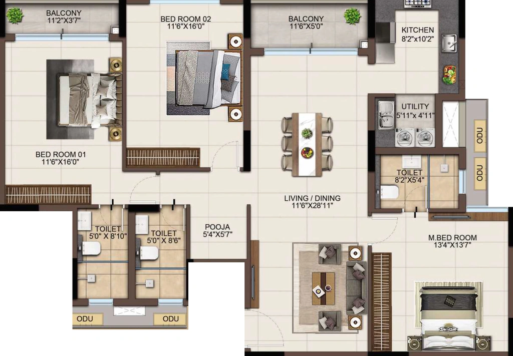 3 BHK Flat in Infinium Altitude in Ganapathy, Coimbatore - Image 920979