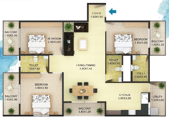 3 BHK Flat in AMP Absolute in Gattahalli, Bangalore - Image 921017