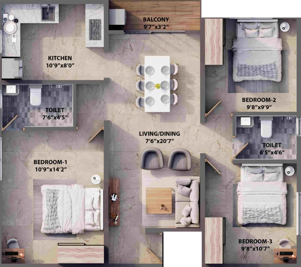 3 BHK Flat in TNCD Capital City in Kalapatti, Coimbatore - Image 921059