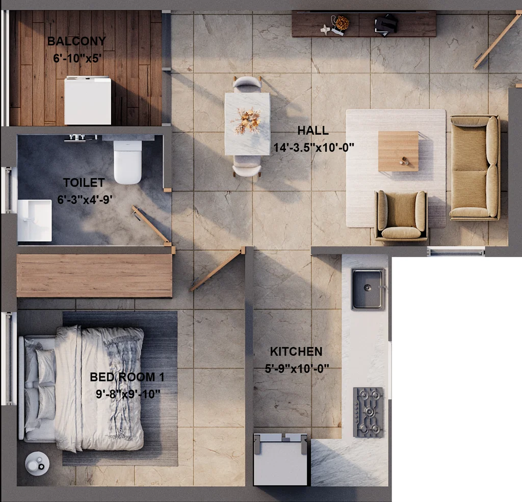 1 BHK Flat in TNCD Nexus City in Peelamedu, Coimbatore - Image 921086