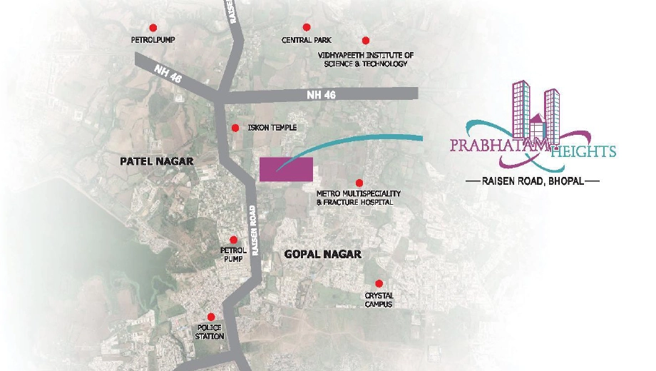 Location of Prabhatam Heights Phase 4 in Patel Nagar, Bhopal - Image 410364