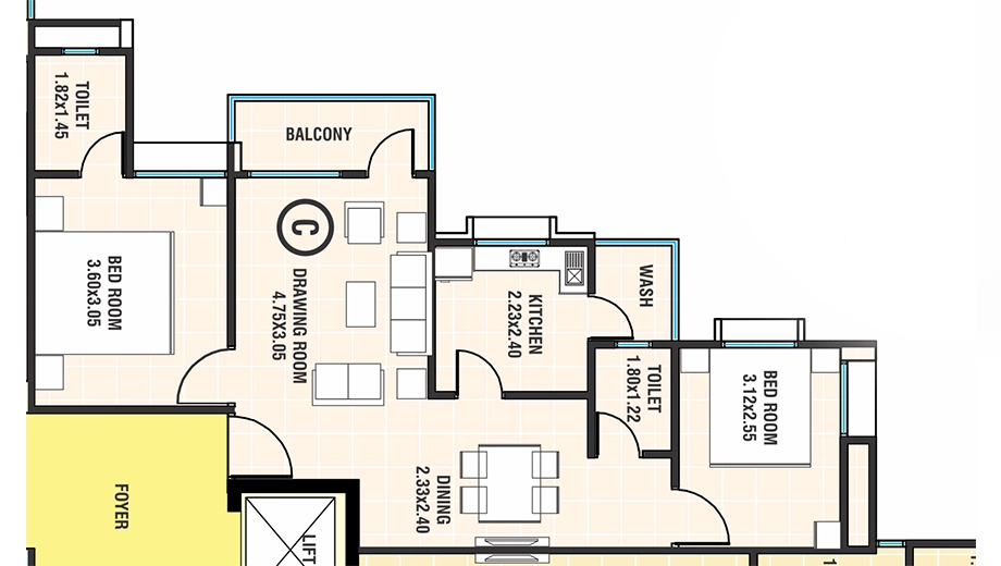 2 BHK Flat in Essarjee Sampada in Khajuri kalan, Bhopal - Image 921249