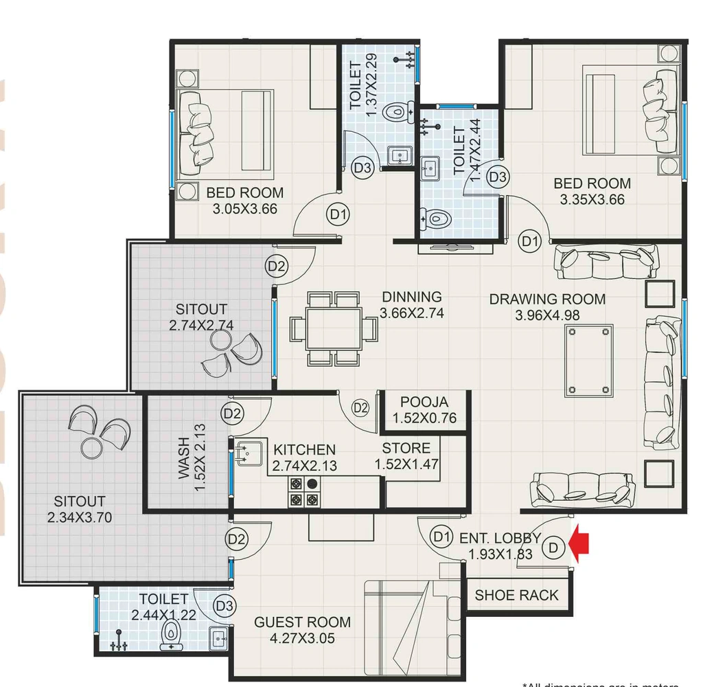 3 BHK Flat in Essarjee Sampada in Khajuri kalan, Bhopal - Image 921259