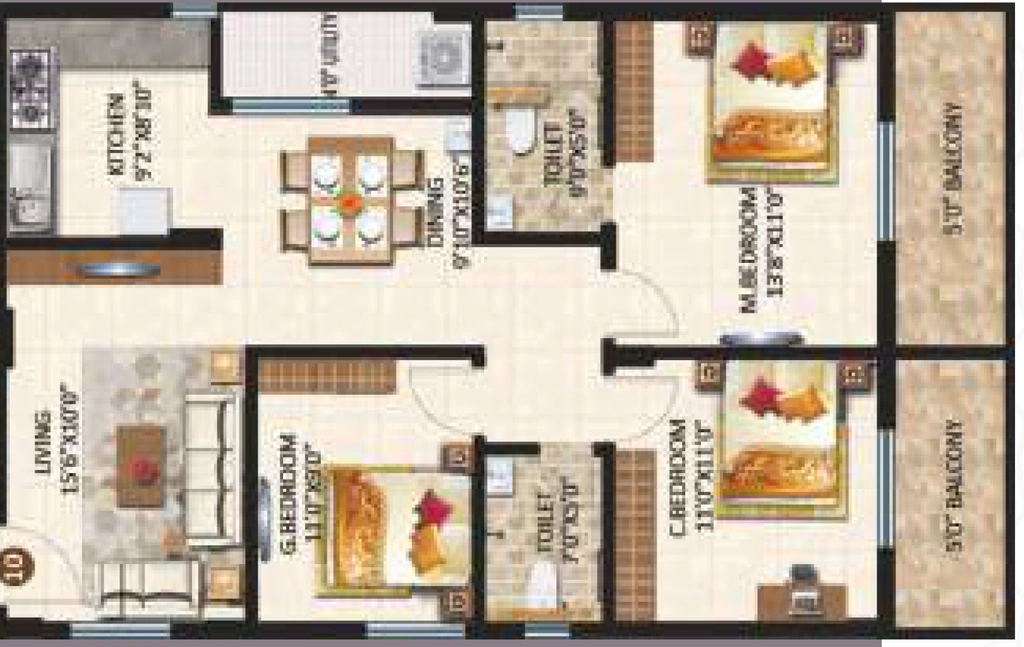 3 BHK Flat in Adithi Elegance in Varthur, Bangalore - Image 921152