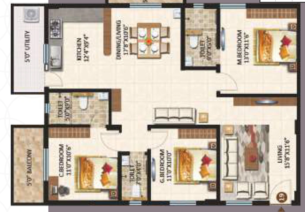 3 BHK Flat in Adithi Elegance in Varthur, Bangalore - Image 921153