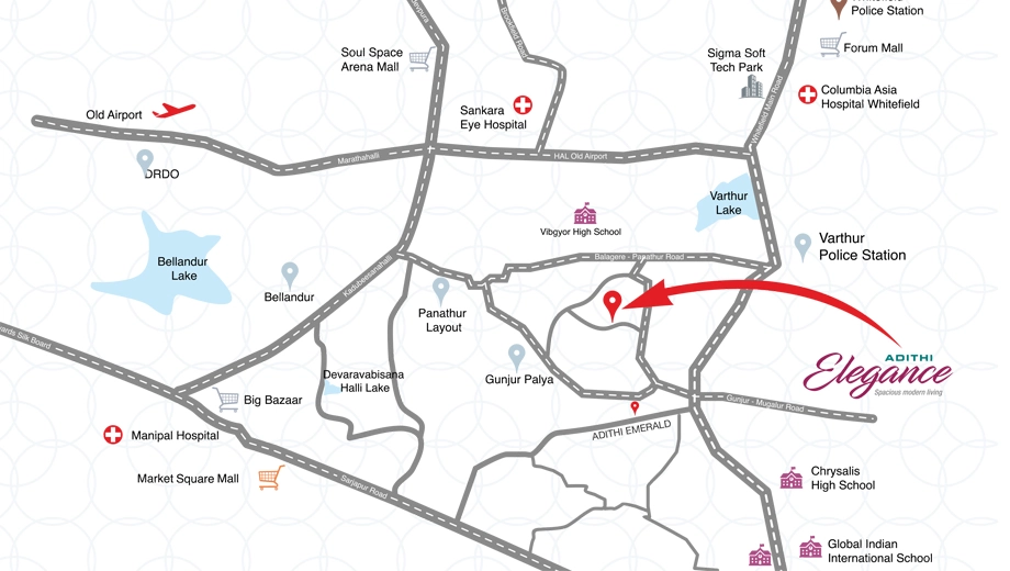 Location of Adithi Elegance in Varthur, Bangalore - Image 410113