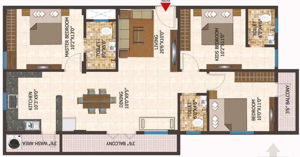 3 BHK Flat in Adithi Emerald in Gunjur, Bangalore - Image 921145