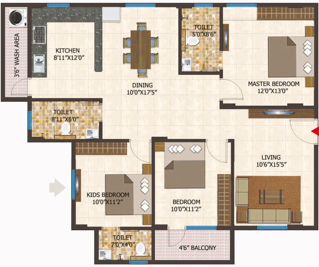 3 BHK Flat in Adithi Emerald in Gunjur, Bangalore - Image 921146