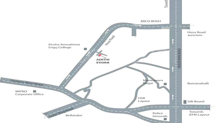 Location of Adithi Evora in Kasavanhalli, Bangalore - Image 410085